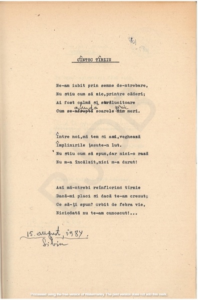 M-1076-1130-9 - 55 de Poezii în manuscris dactilografiat. ALEXANDRU MIRCESCU